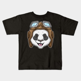 Panda as Pilot with Glasses Kids T-Shirt